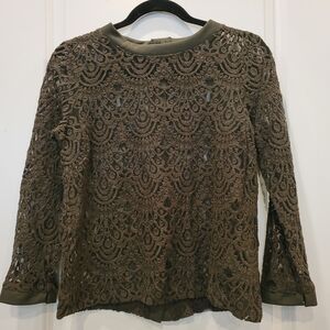 Elegant Lace Olive Green Top